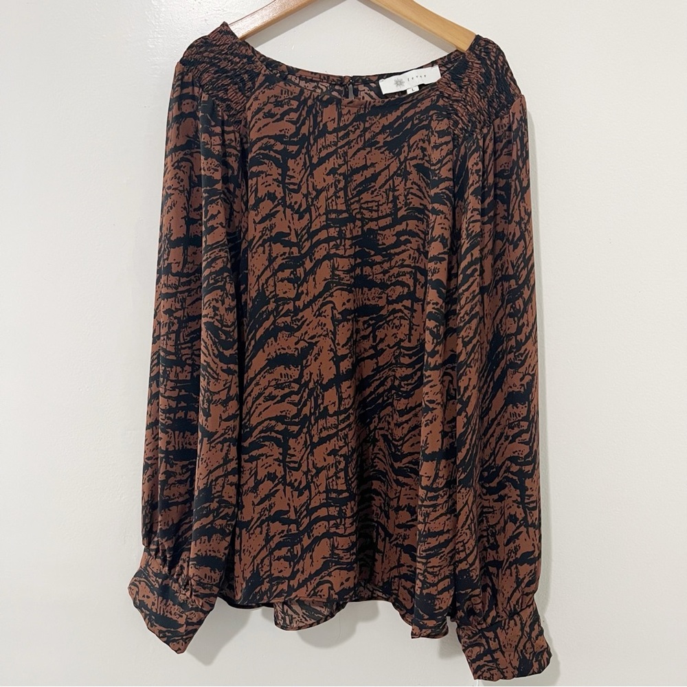 Fever Printed Soft Crepe Blouse with Smocking Size Large